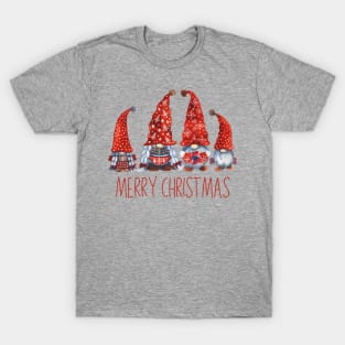 Merry Christmas Gnomes - Red T-Shirt